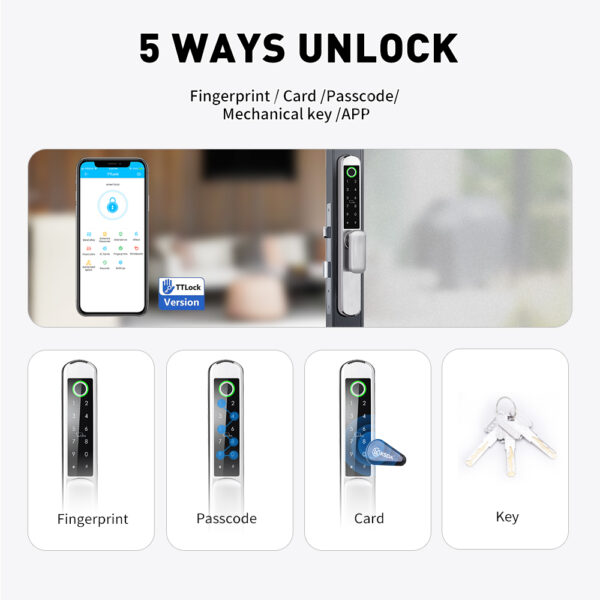 Double sides fingerprint smart UPVC lock