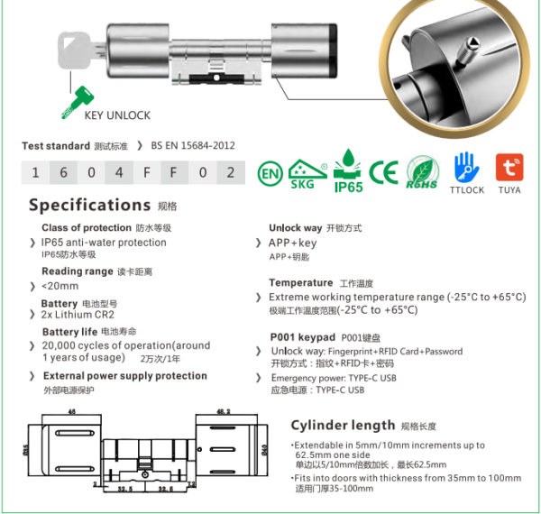 Double sides euro cylinder lock