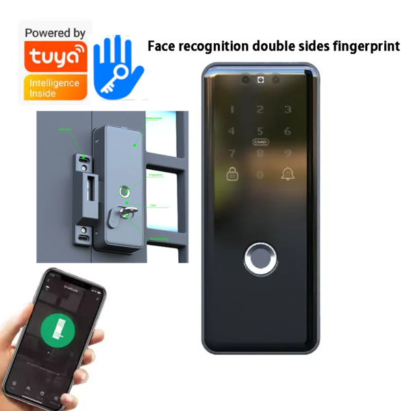 Face recognition double sides rim door lock ttlock tuya