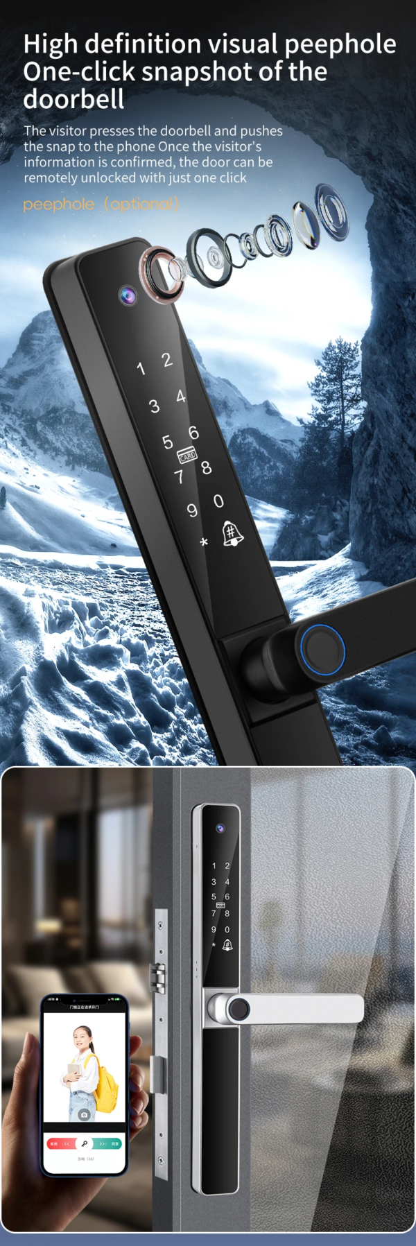 Video intercom smart aluminum lock Waterproof IP68 - Image 4