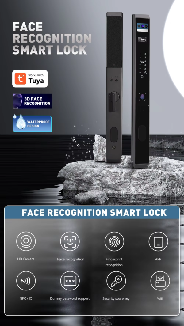 Waterproof Face recogntion automatic door lock