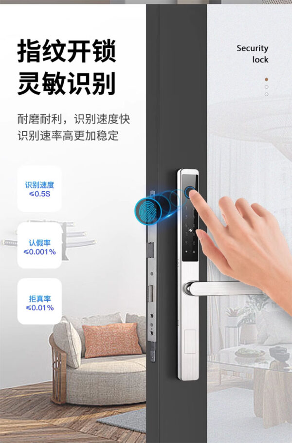 Narrow slim smart aluminum door lock SS304 - Image 4