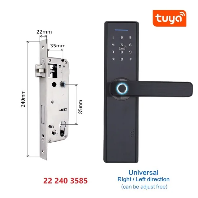 Euro mortise silver smart door lock