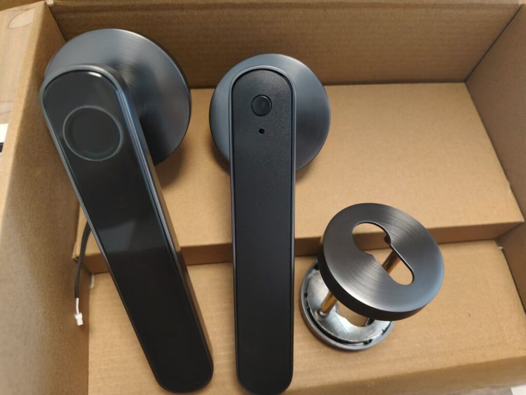 Split lever smart door lock