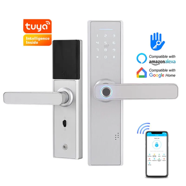 Euro mortise silver smart door lock