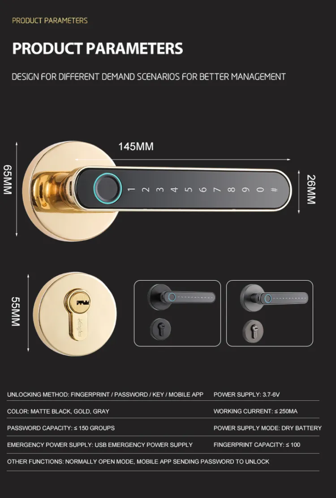 Split lever smart door lock