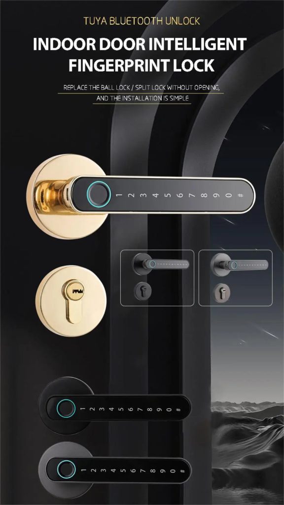 Split lever smart door lock