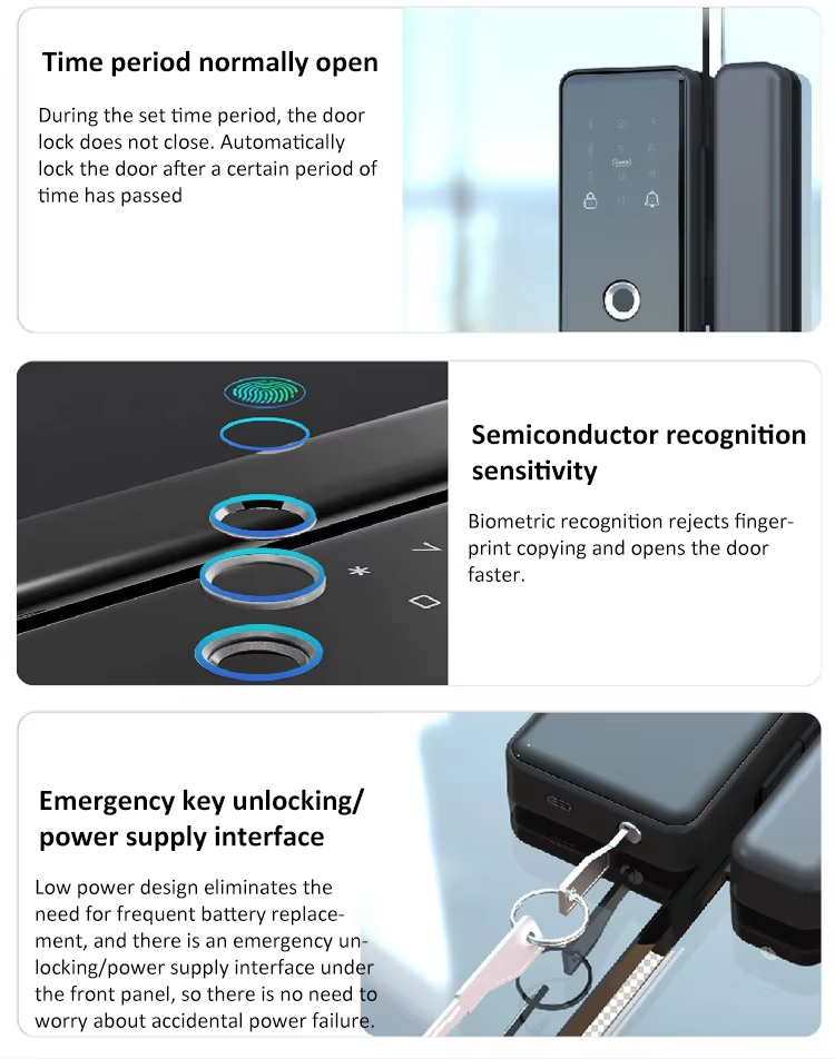TTlock tuya smart glass door lock 