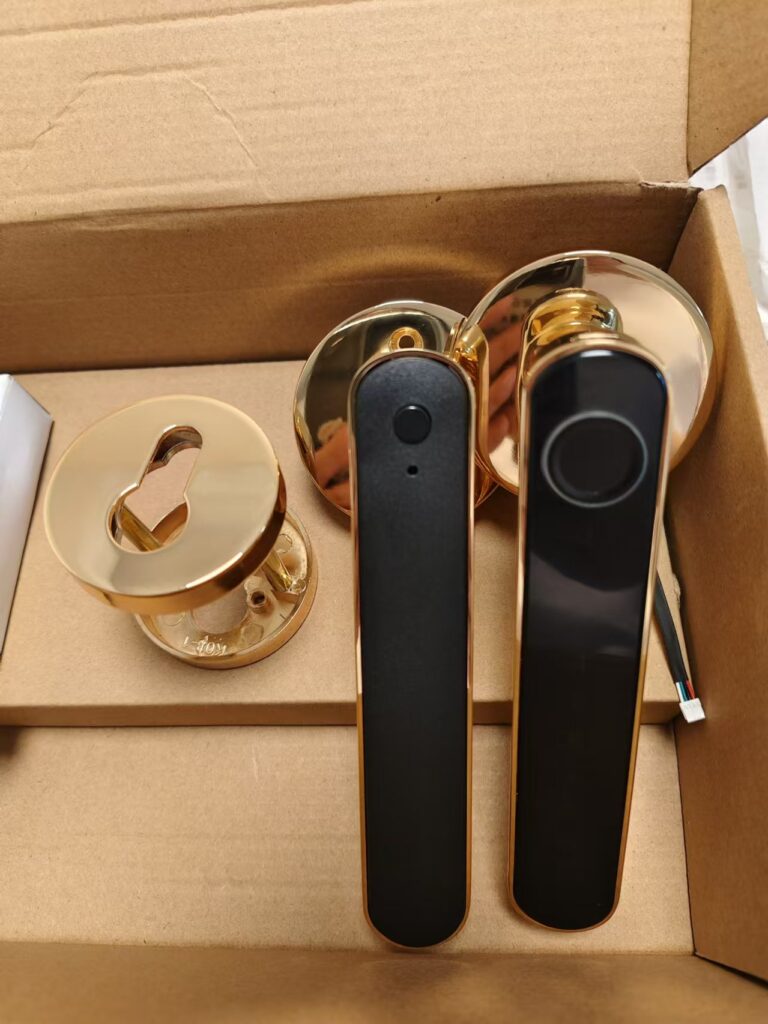 Split lever smart door lock