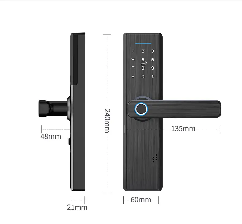 Euro mortise silver smart door lock