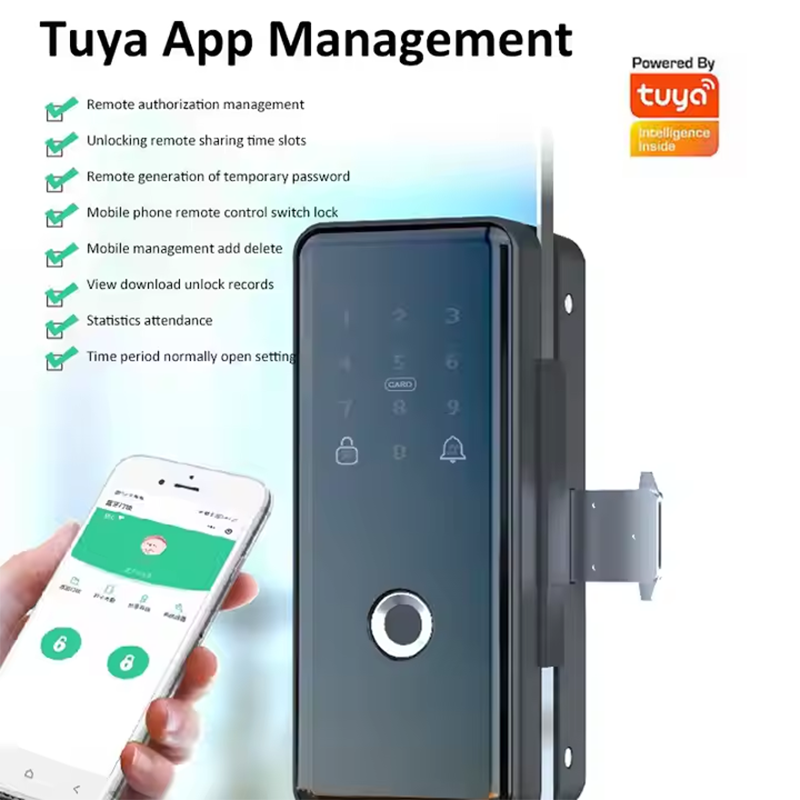 TTlock tuya smart glass door lock 