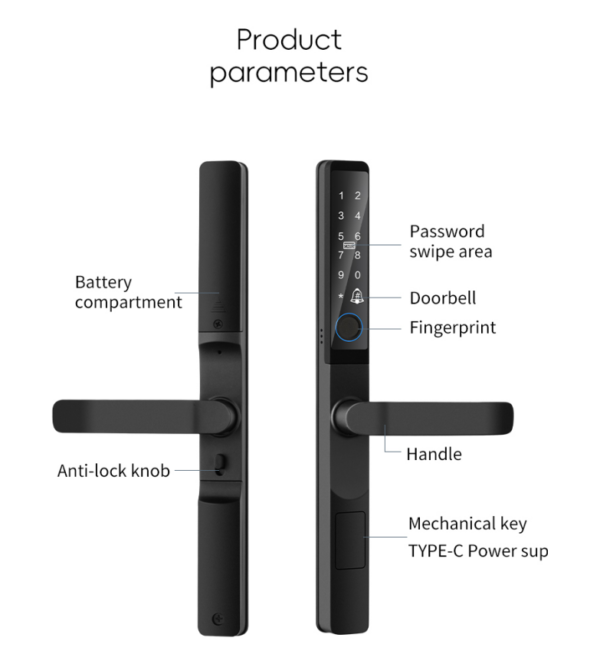 Anti lock smart aluminum door lock