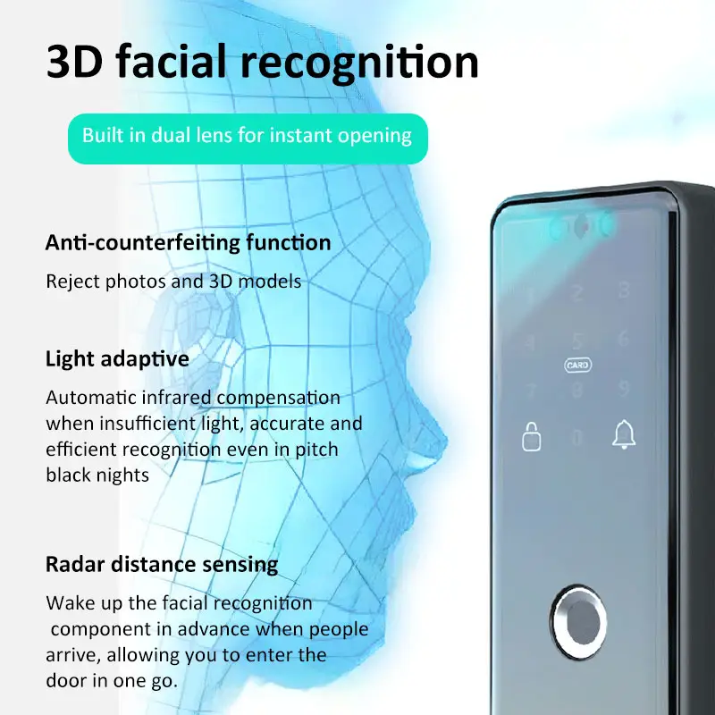 Face recognition glass door lock