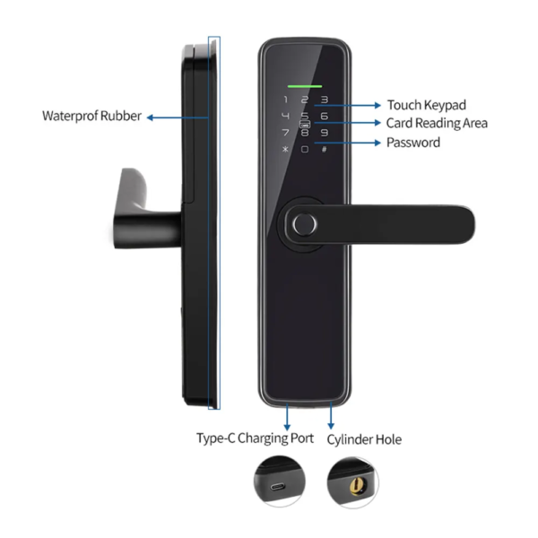 Wooden door digital door lock