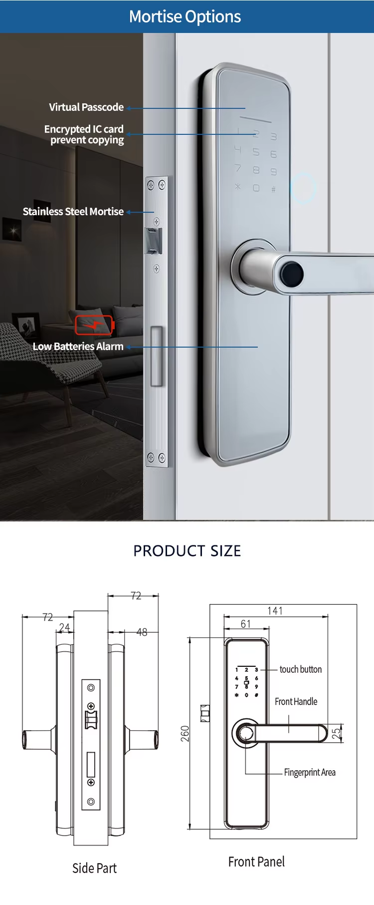 Wooden door digital door lock