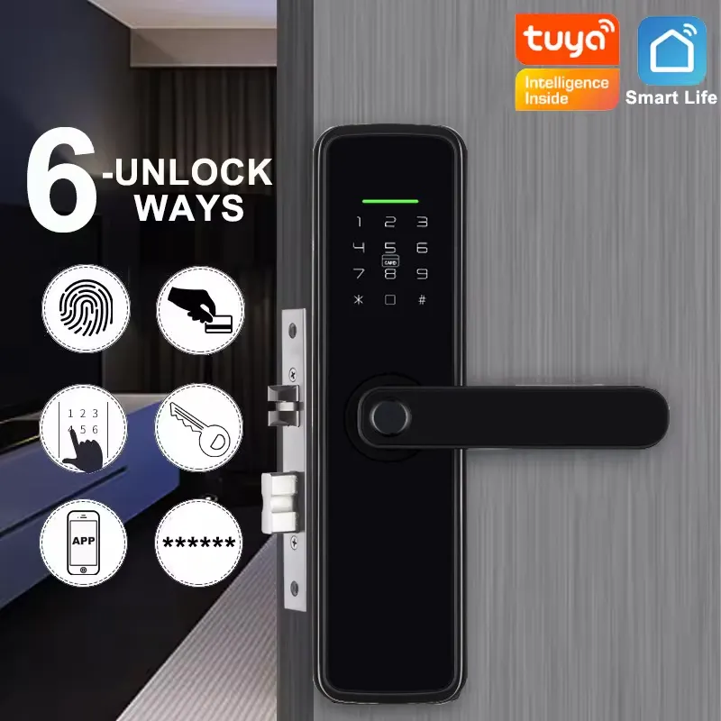 Wooden door digital door lock ttlock wifi