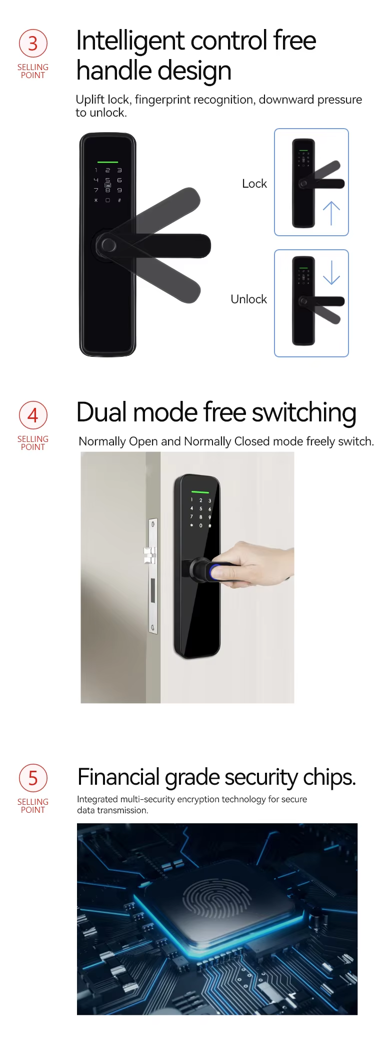 Wooden door digital door lock ttlock wifi