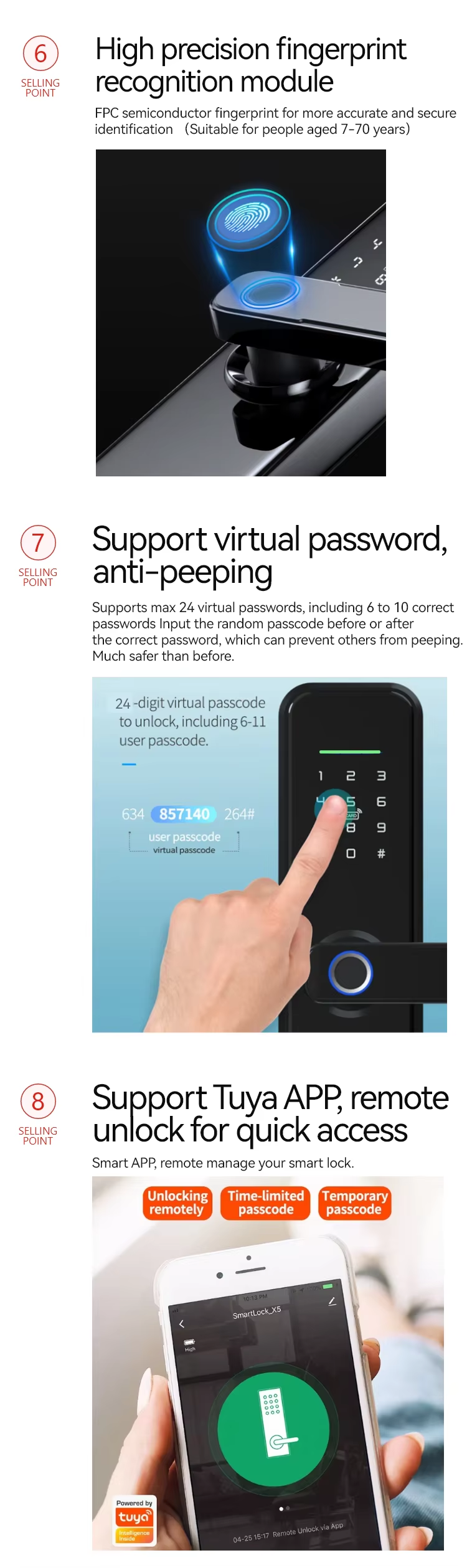 Wooden door digital door lock ttlock wifi