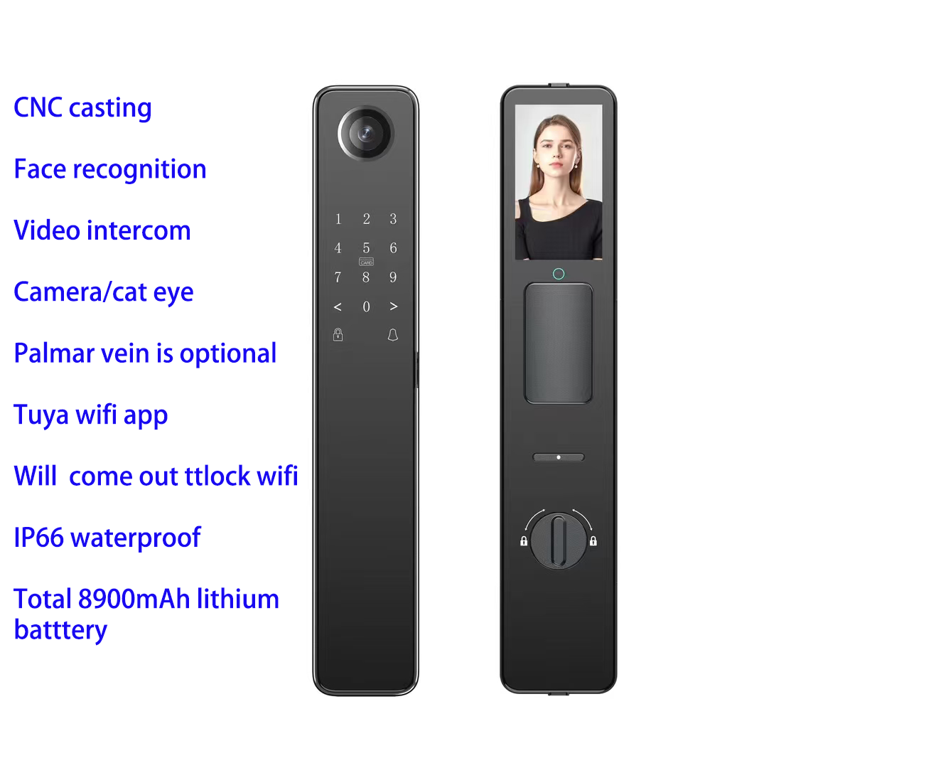 Waterproof face video intercom 6068 door lock