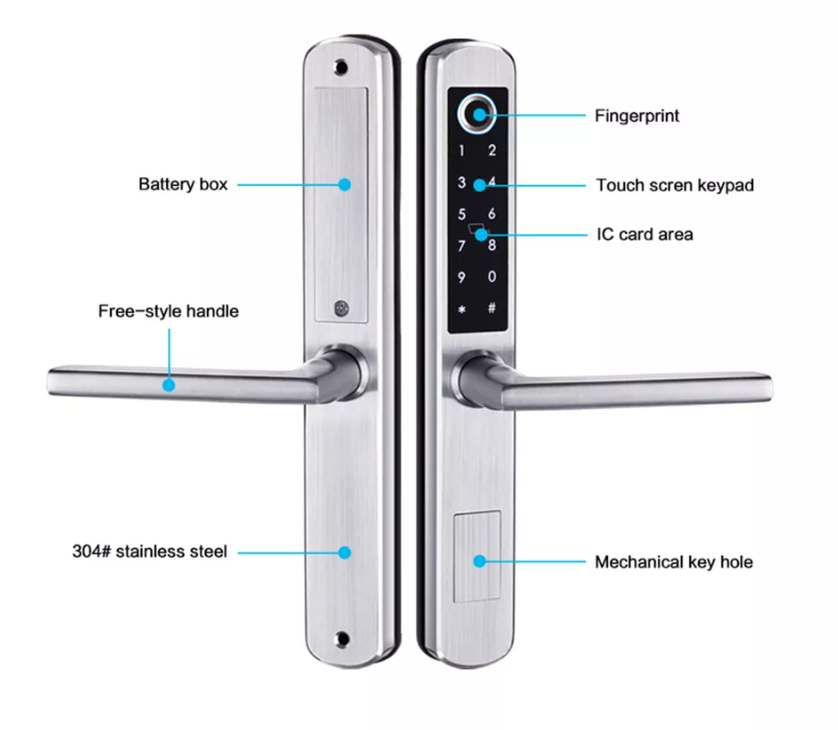 Gold SS304 2885 mortise smart grill lock
