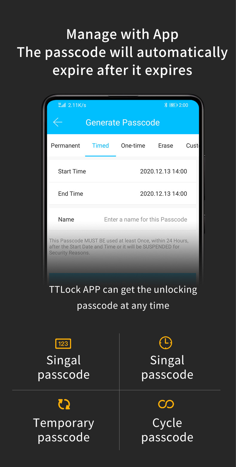 Silver tuya zigbee 6085 smart door lock