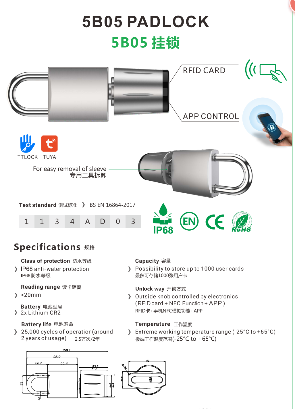 Waterproof IP68 suitcase smart padlock