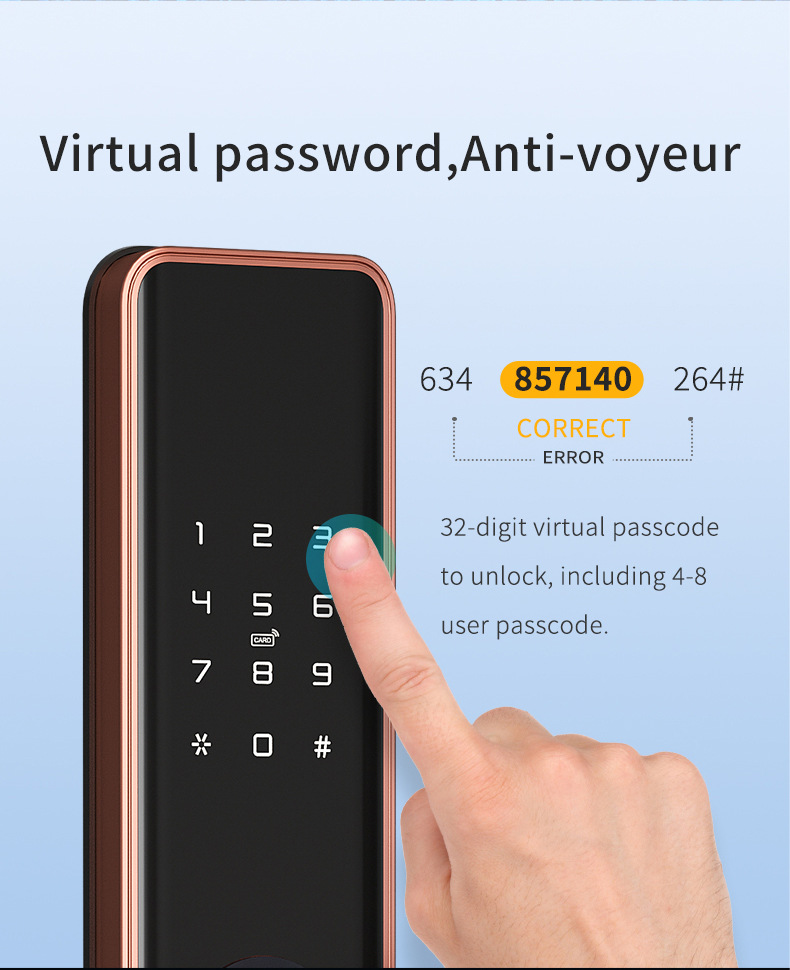 Silver tuya zigbee 6085 smart door lock