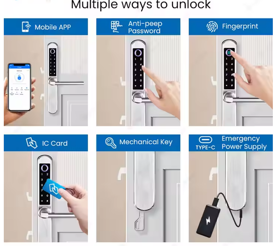 Gold SS304 2885 mortise smart grill lock