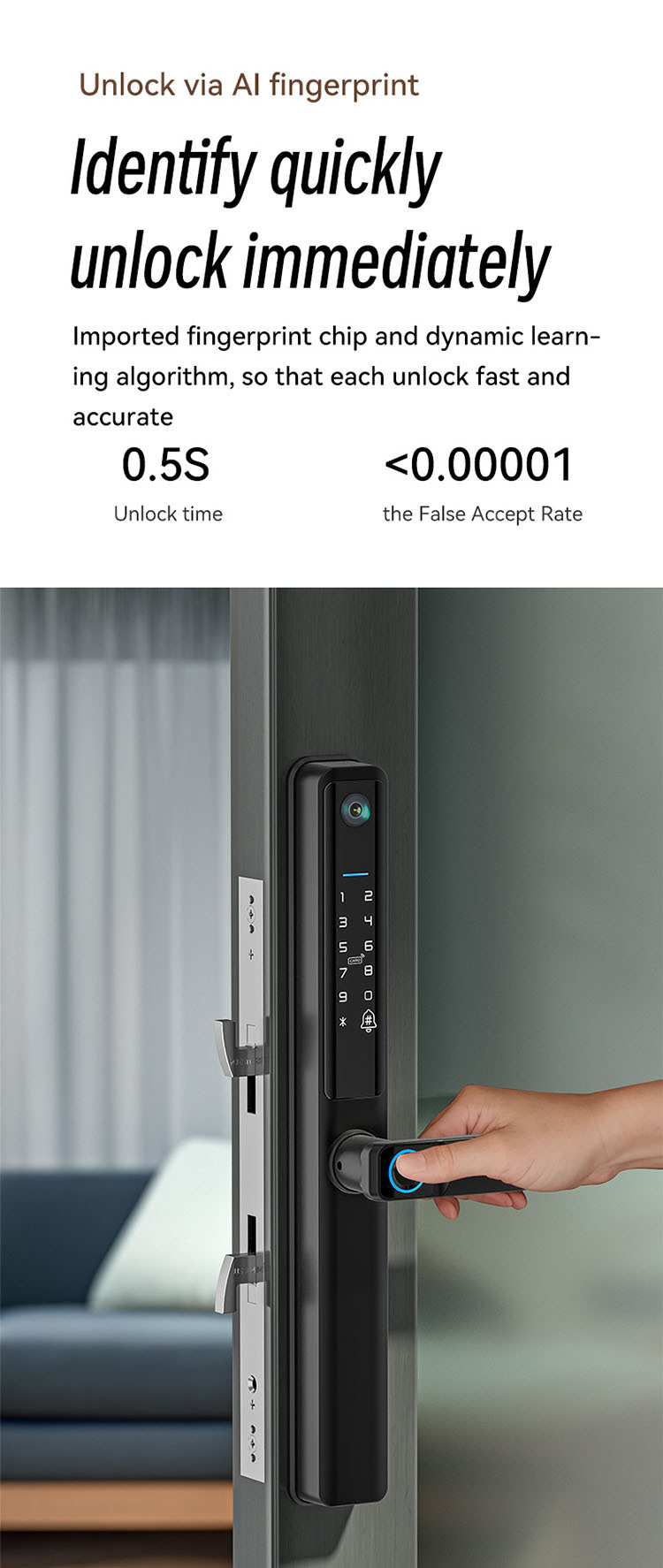 Camera tuya zigbee Slim Smart Aluminum Lock