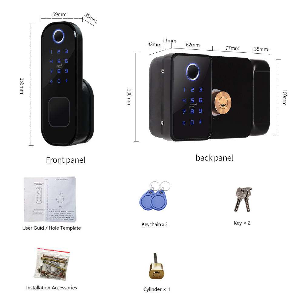 Double Sides Fingerprint Smart Rim Door Lock Ttlock