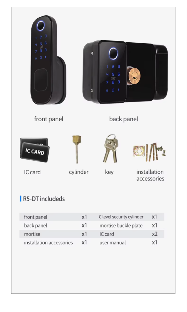 Double Sides Fingerprint Smart Rim Door Lock Ttlock