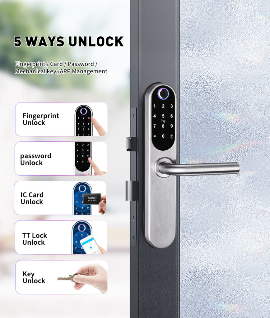 Gold SS304 Slim handle Smart UPVC lock