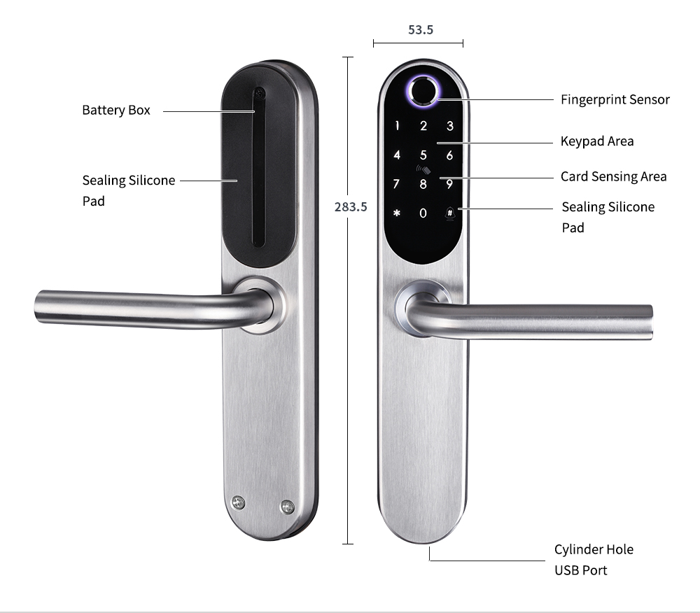 Gold SS304 Slim handle Smart UPVC lock