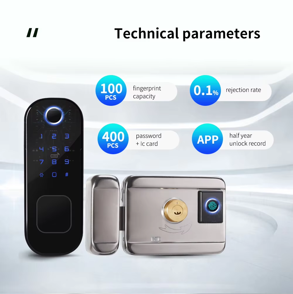 Double Sides Fingerprint Smart Rim Door Lock Tuya Wifi