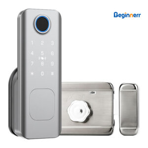 Silver waterproof entrance wooden door rim lock