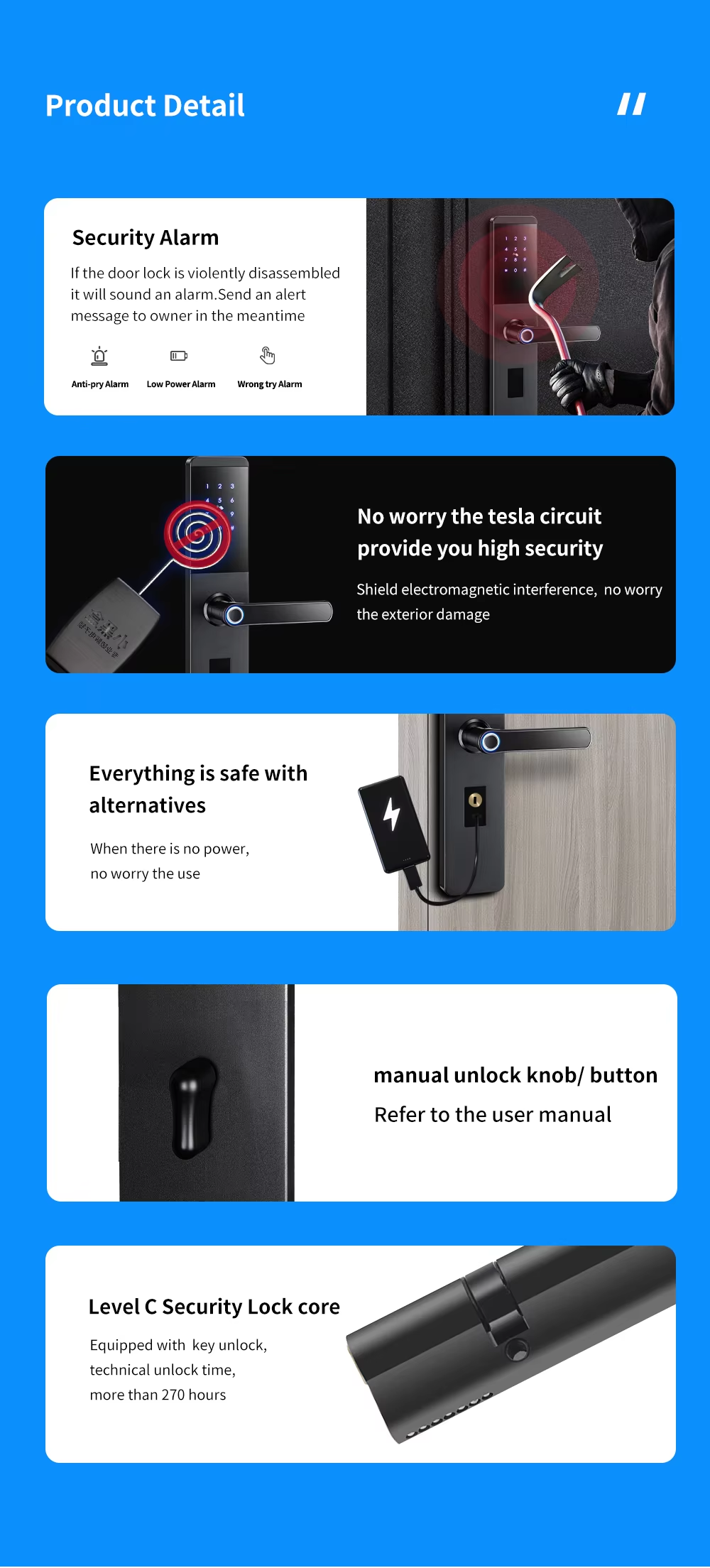 Touchscreen Thin panel 6068 Security Door Lock