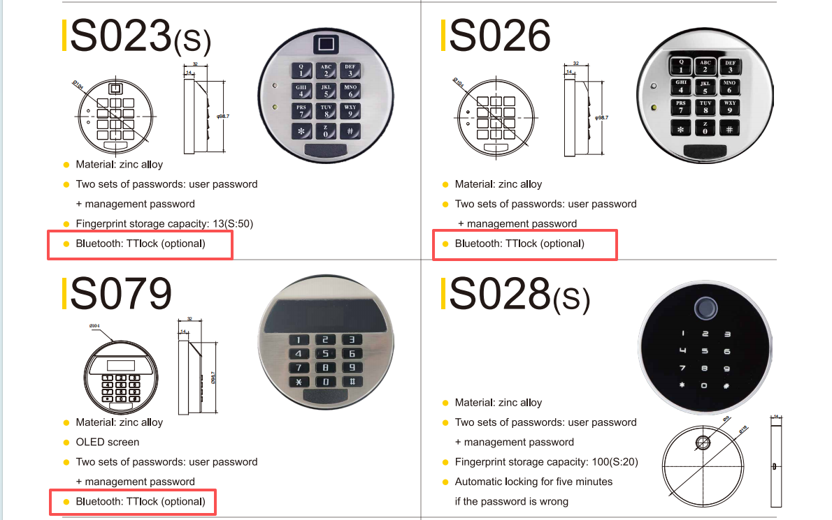 ttlock password smart safe lock