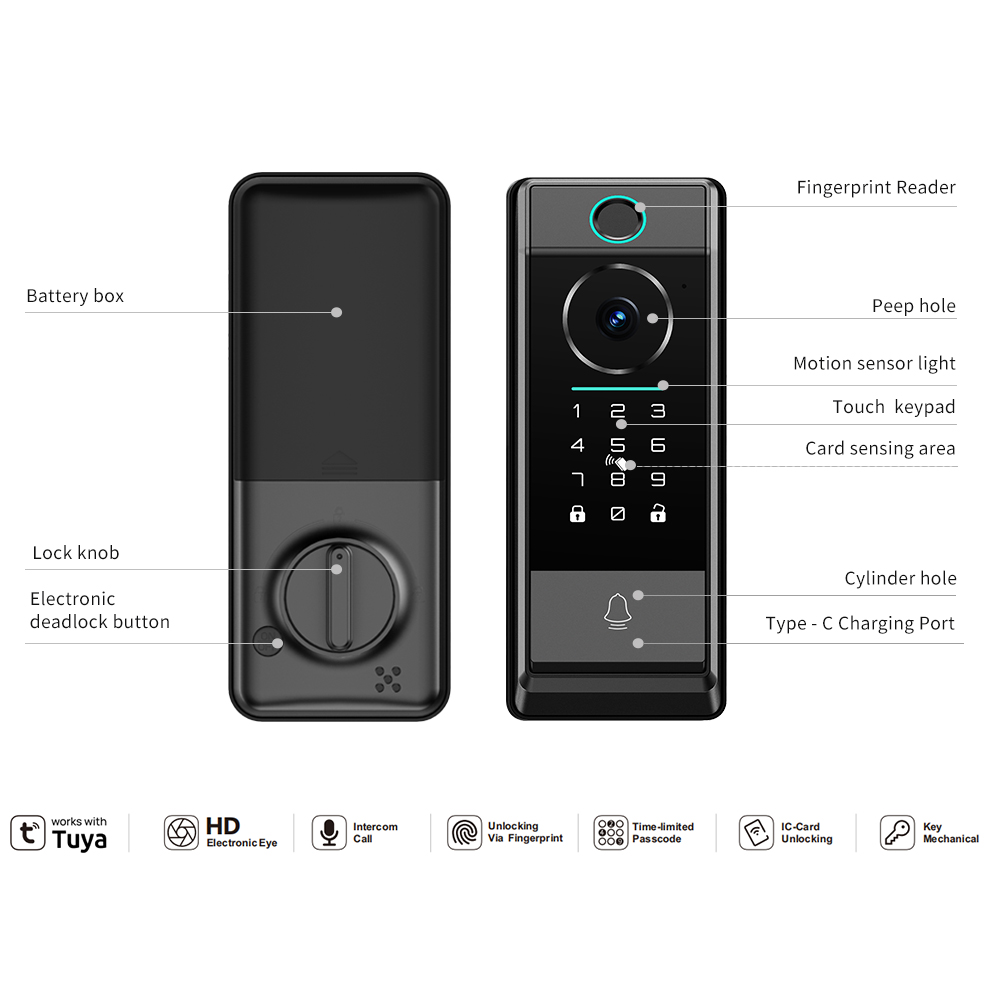 Camera ttlock wifi Digital deadbolt lock