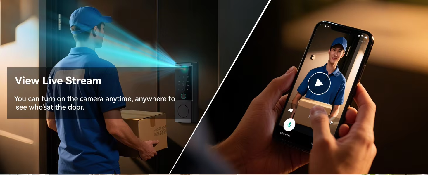 Camera lithium battery tuya wifi Deadbolt Lock - 图片 4