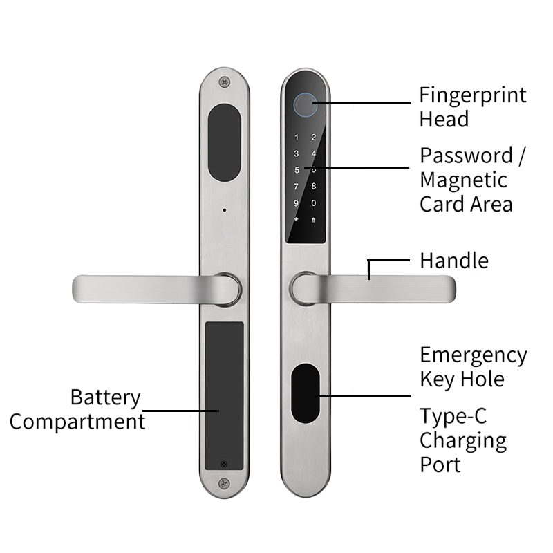 SS304 waterproof 3592 3092 mortise Slim smart lock