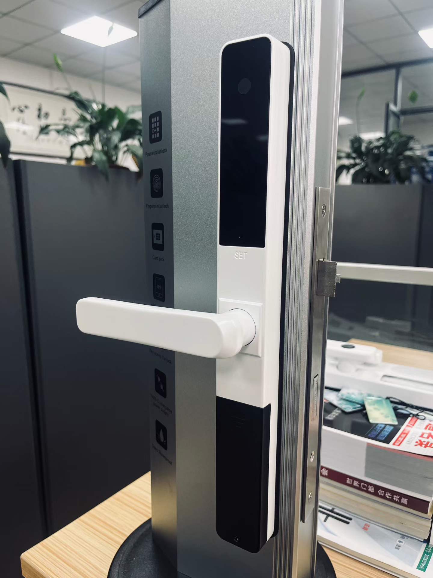White ttlock tuya narrow smart lock